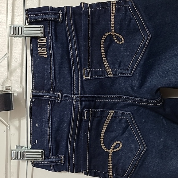 JUSTICE Blue Denim Mid Rise Dark Wash Jeggings - Size 6 Slim - Picture 5 of 10